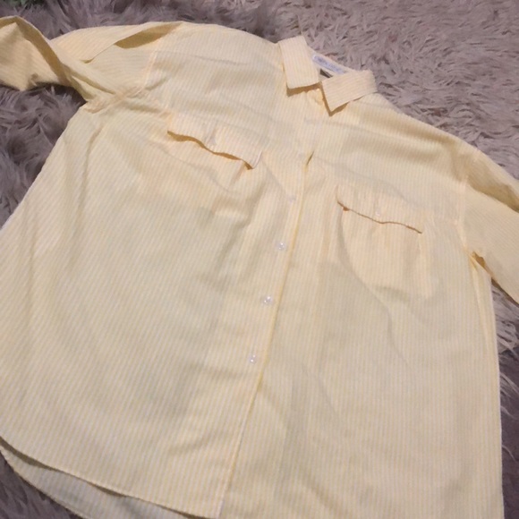 Vintage GAP Boyfriend Fit ButtonUp-Sz L-Cotton-Yellow/White Stripes-EUC - Picture 8 of 16